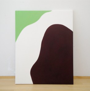 Monika Gojer, touching thoughts brown light green, 2016, acrylic on canvas, 90 x 70 cm