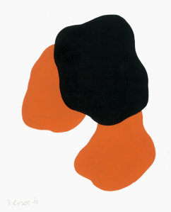 Monika Gojer, water orange black, 2017, gouache and acrylic/paper, 20 x 15 cm