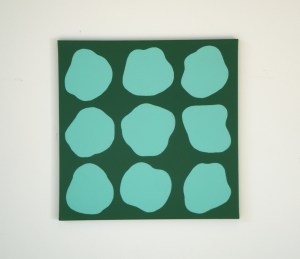 Monika Gojer, communication pool blue grey, 2017, acrylic on canvas, 50 x 50 cm